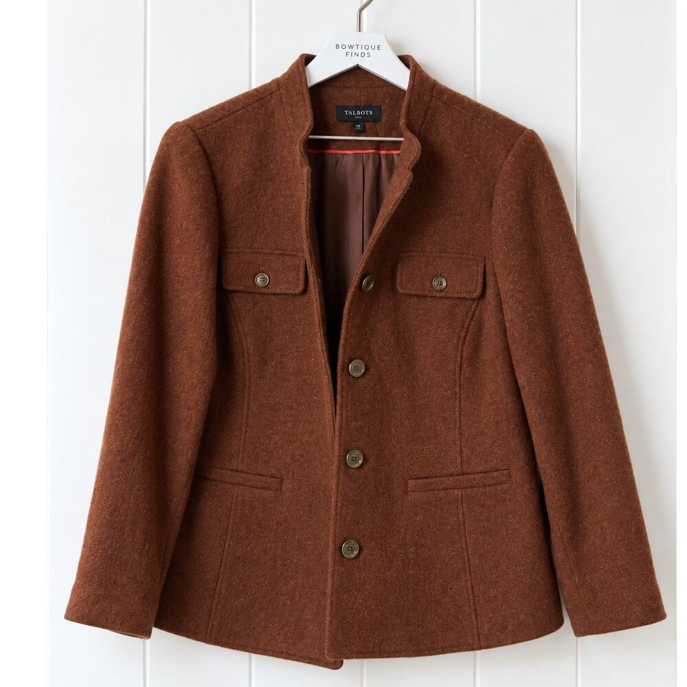 Talbots · 16W Plus Size · Wool Blend Lined Coat Rust Button Front Autumn Classic